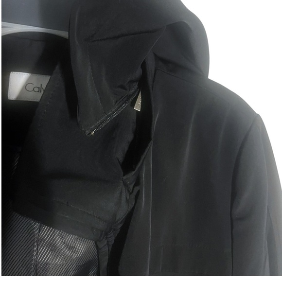 EUC Calvin Klein Long Black Removable Hooded Jacket Size M - Picture 4 of 10
